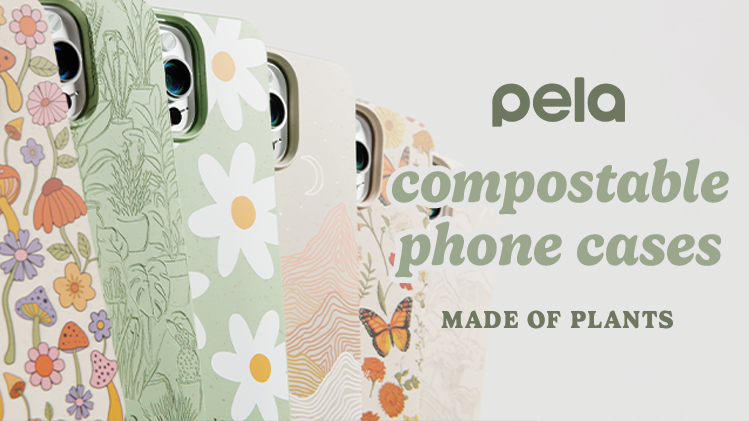 Pela compostable phone cases in floral and nature-inspired patterns